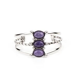 Elegant Silver and Purple Stone Bracelet